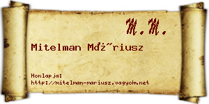 Mitelman Máriusz névjegykártya